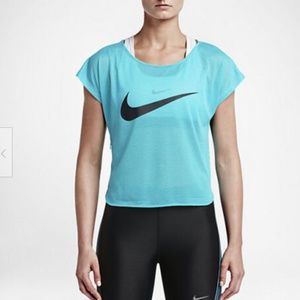 Nike Blue City Cool Swoosh Running Crop Top